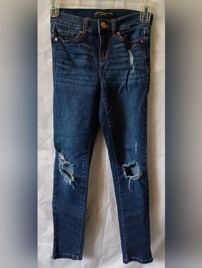 Celebrity Pink Girls Dark Blue Distressed Skinny Denim Jeans